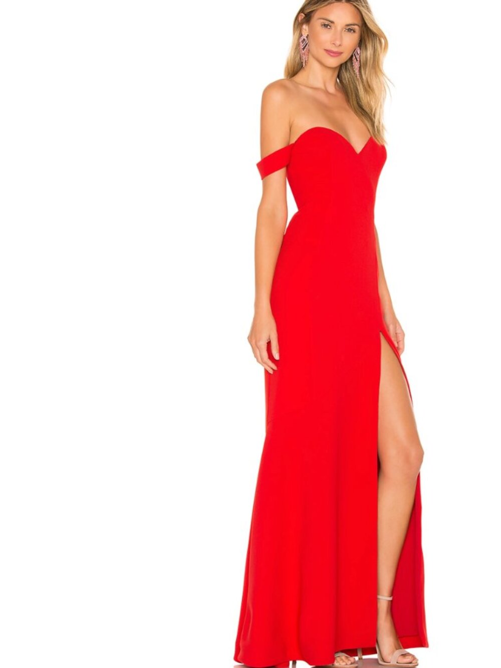 NBD Maracuya Off Shoulder Sweetheart Gown in Red - XS - Like New